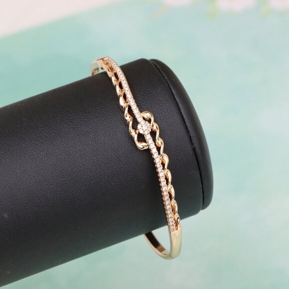Rose Gold Designer Bangle with Diamond Accent & Twisted Detailing, XPBL0591 - Picture 7 of 12